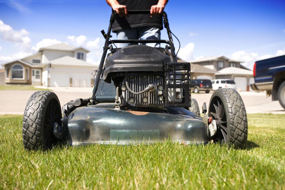 lawn mower on a residential lawn in McAllen